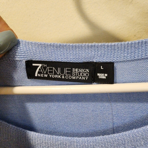 7th Ave. New York Company Pullover Blue Sweater Size L NWT - Picture 2 of 11